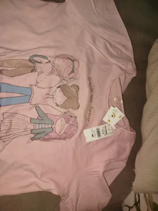 Camiseta manga larga niña rosa