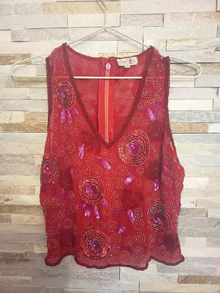 Top pedrería Aftershock rojo talla L
