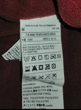 Parka Sisley imbottita 7/8 anni