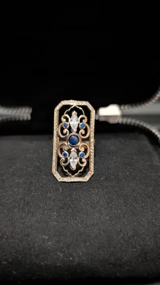 Anillo Lanzadera Oro 18k Zafiro y Diamantes