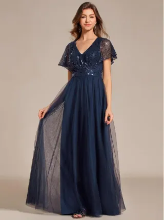 Vestido largo azul de fiesta