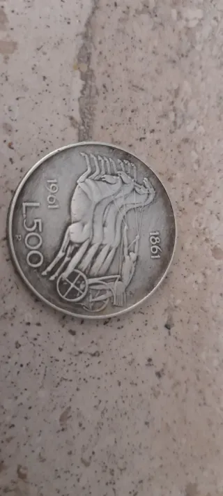 Moneta 500 Lire Centenario Italia 1961
