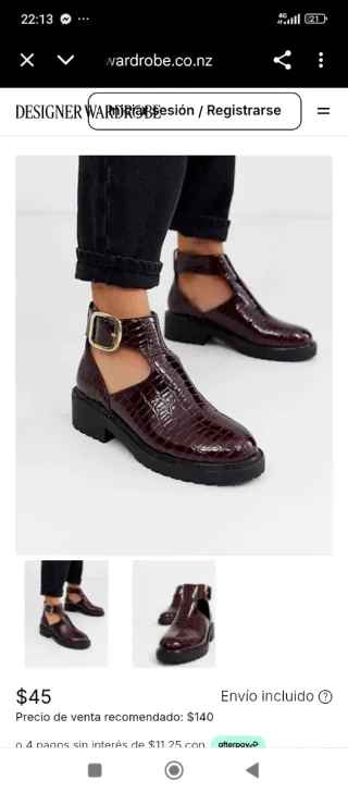 Zapato de mujer burdeos con hebilla dorada