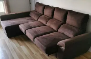 Sofá Chaiselongue Marrón Tela