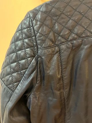 Cazadora Piel Vintage Azul Marino