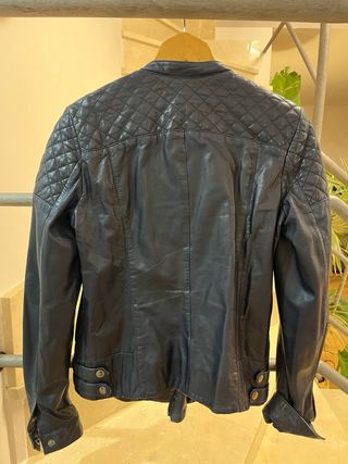 Cazadora Piel Vintage Azul Marino