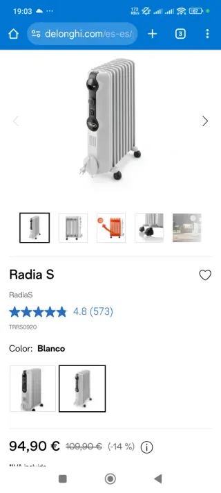 Radiador de aceite DeLonghi Radia S Blanco