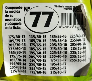 Cadenas textiles para nieve N°77