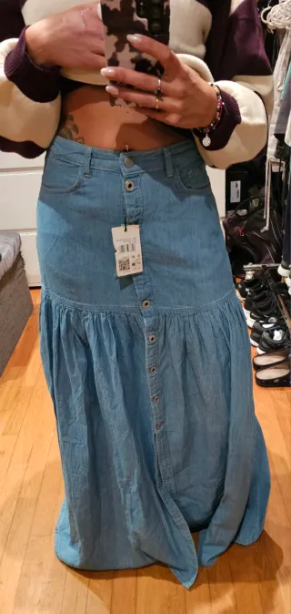 Falda larga vaquera azul