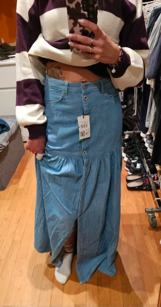 Falda larga vaquera azul