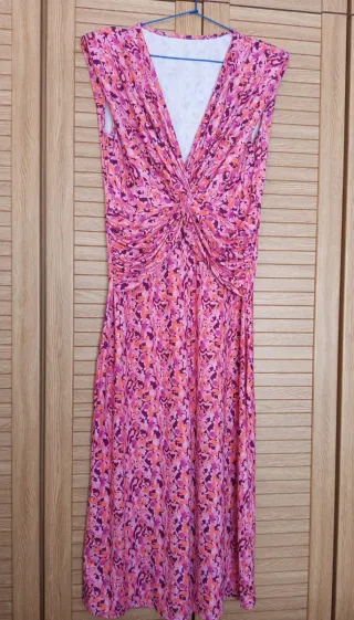 Vestido estampado rosa y morado