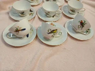 Set di 9 tazze e piatti in porcellana fine PMR Bavaria Jaeger & Co