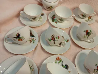 Set di 9 tazze e piatti in porcellana fine PMR Bavaria Jaeger & Co