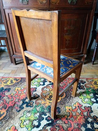 Cadeira madeira 1930 art déco com assento estofado