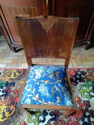 Cadeira madeira 1930 art déco com assento estofado