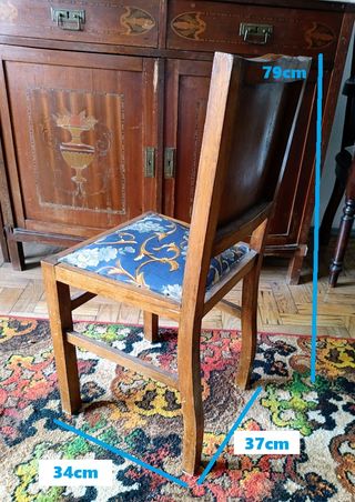 Cadeira madeira 1930 art déco com assento estofado