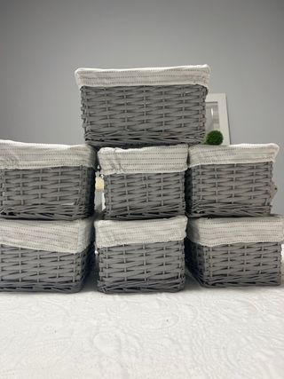 Cesta mimbre gris 26x18x14cm