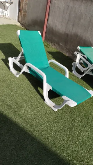 Tumbonas de jardín verdes y blancas