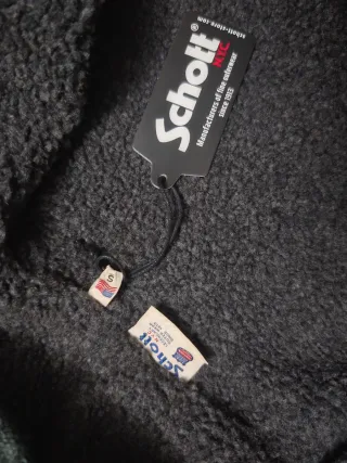 Cardigan Schott Uomo Grigio Zip Cappuccio