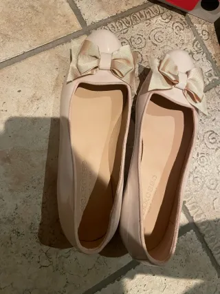 Mocasines Scarosso charol lazo beige/rosa