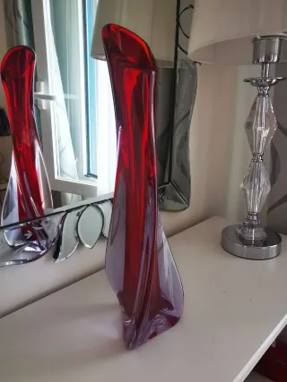 Vaso Murano in Cristallo Intagliato Rosso Porpora