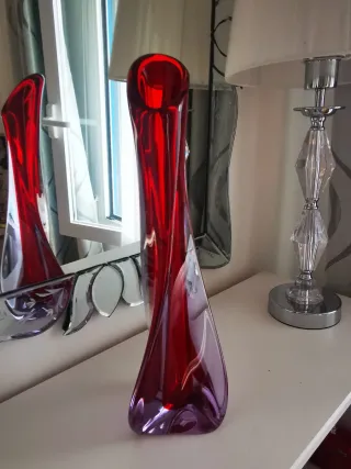 Vaso Murano in Cristallo Intagliato Rosso Porpora