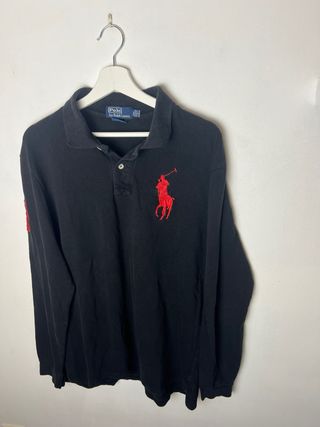 Polo Ralph Lauren Manga Larga Negra Roja
