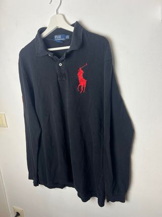 Polo Ralph Lauren Manga Larga Negra Roja