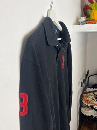 Polo Ralph Lauren Manga Larga Negra Roja