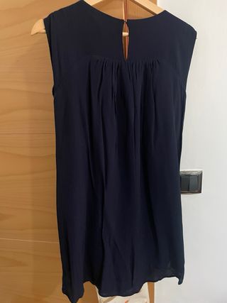 Vestido Mango azul marino con pedrería T.M