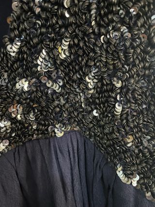 Vestido Mango azul marino con pedrería T.M