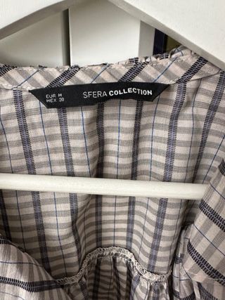 Blusa cuadros gris y beige