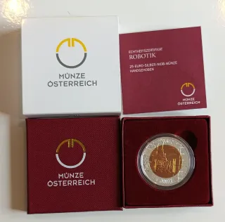 Austria 2011 moneda 25€ plata/niobio Robotica
