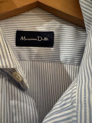 Camisa Massimo Dutti Rayas Celeste Talla M