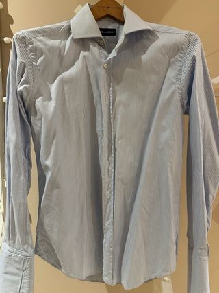 Camisa Massimo Dutti Rayas Celeste Talla M