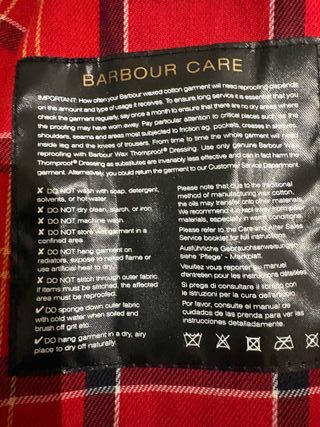 Chaqueta Barbour Tartán Roja Talla L