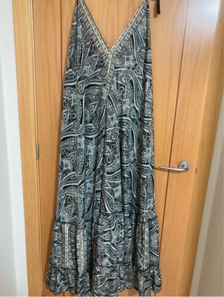 Vestido largo estampado paisley