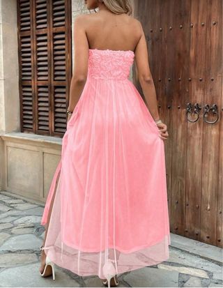 Vestido largo floral rosa