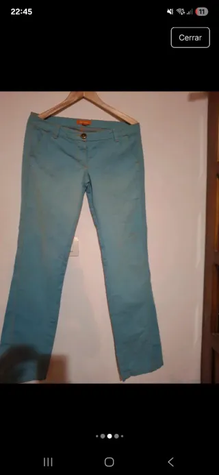 Pantalón Bershka Turquesa Talla 40 Ancho