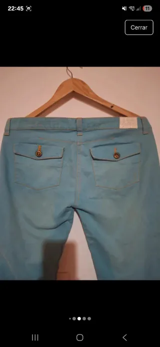 Pantalón Bershka Turquesa Talla 40 Ancho