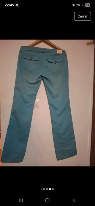 Pantalón Bershka Turquesa Talla 40 Ancho