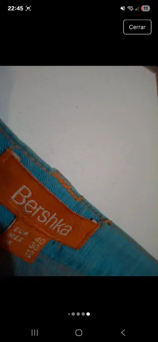 Pantalón Bershka Turquesa Talla 40 Ancho