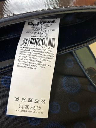 Bolso Desigual Azul Noche Charol Bordado