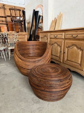 Poltrona e tavolino in rattan