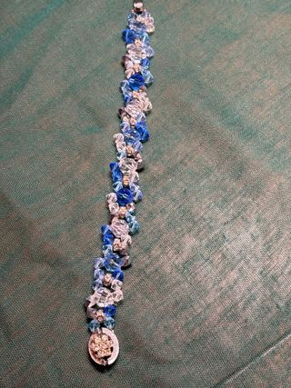 Pulsera de cuentas marrón y dorada de swaroski