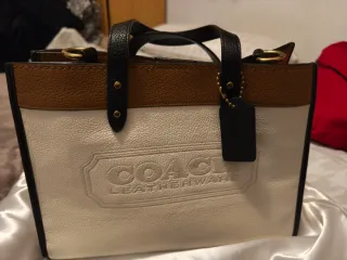 Bolso Coach Piel Blanco y Marrón Nuevo