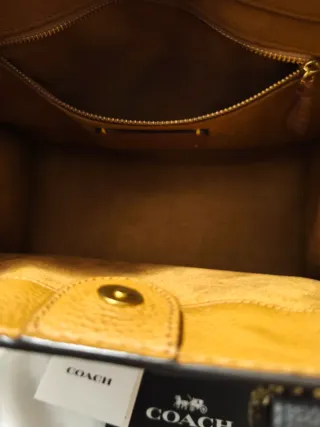 Bolso Coach Piel Blanco y Marrón Nuevo