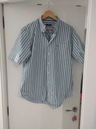 Camisa Burberry Talla L Rayas Azul y Verde