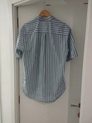 Camisa Burberry Talla L Rayas Azul y Verde