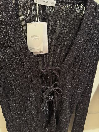 Saco Mango Negro Plateado Talla S nuevo
